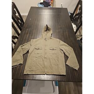 Brandon Thomas Olive Green Womans Hooded Utility Jacket Size Large